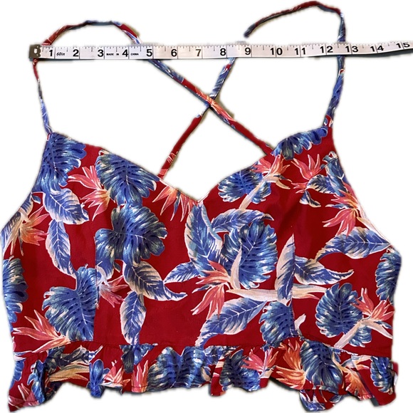 TOPSHOP | Hawaiian Flower Print Crop Top SZ 6 - Picture 5 of 10